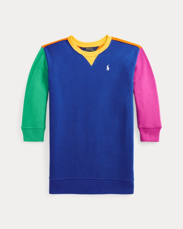 Kleurgeblokte fleece sweatshirtjurk