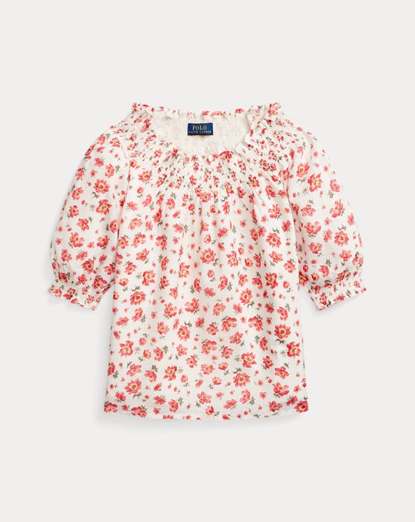 Floral Smocked Cotton Dobby Top