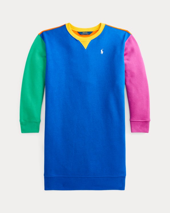 Fleece sweatshirt-jurk met kleurvlakken