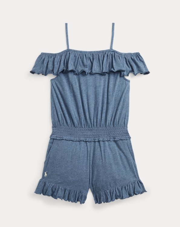 Ruffled Cotton Jersey Playsuit