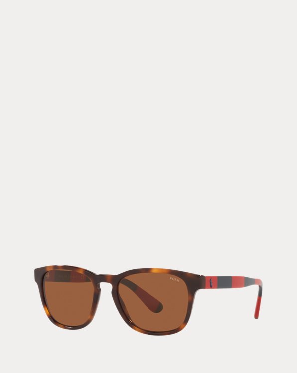 Rugby-Stripe Rectangular Sunglasses