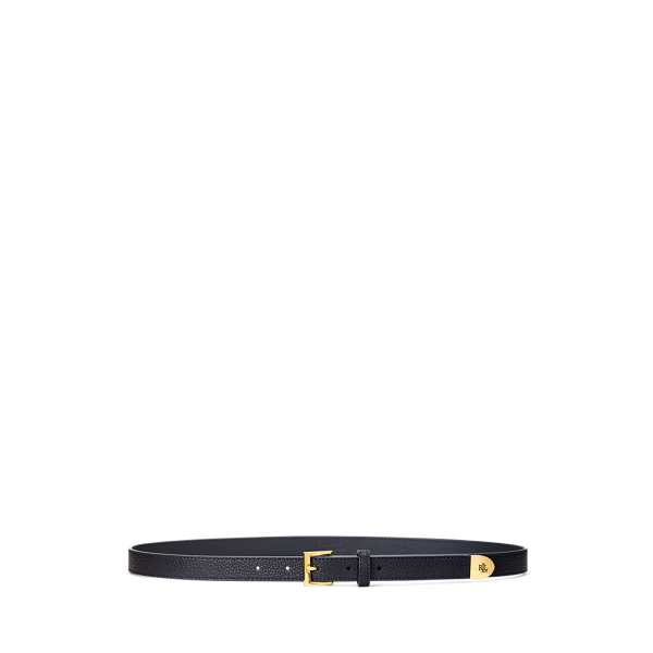 Logo-Tip Pebbled Leather Belt