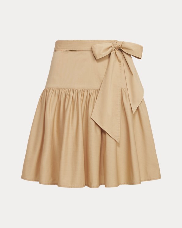 Cotton-Blend Belted Skirt