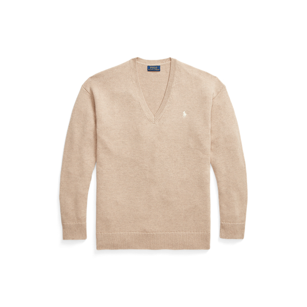 Cotton Blend V Neck Sweater