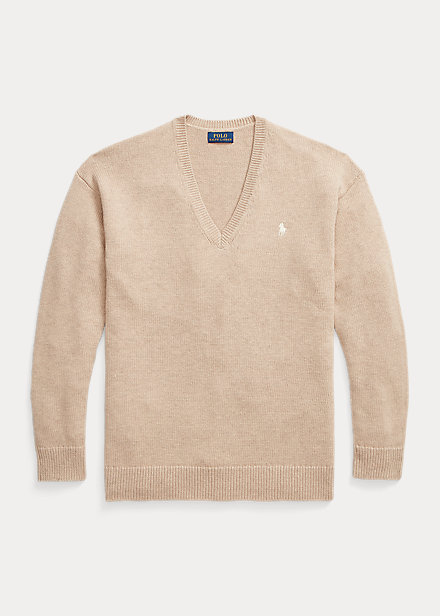 Cotton Blend V Neck Sweater