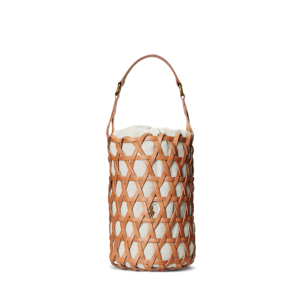 Leather Medium Basket-Weave Bucket Bag for Women | Ralph Lauren® UK