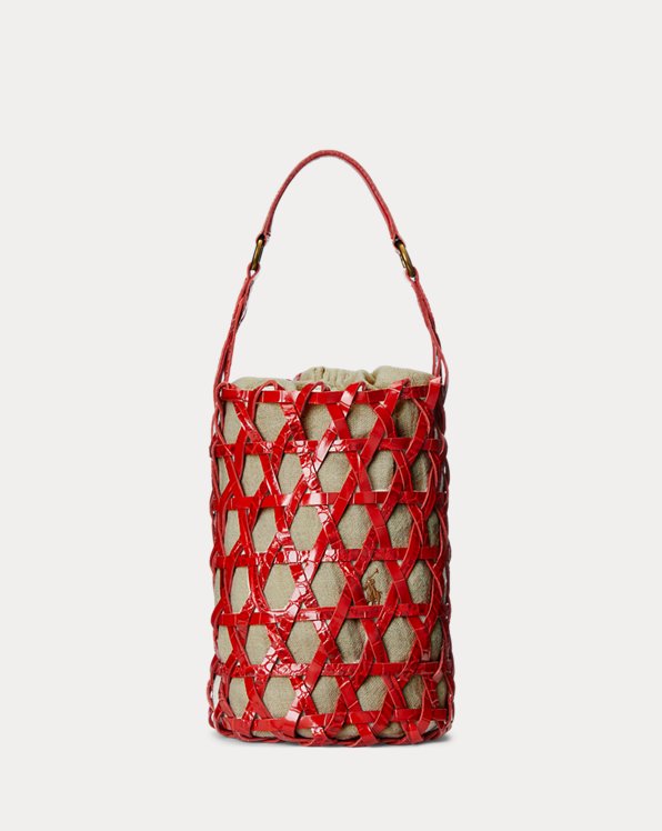 Leather Medium Basketweave Bucket Bag