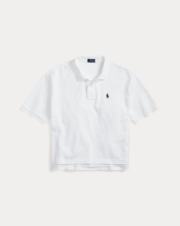 Cropped recht Polo-shirt van katoen