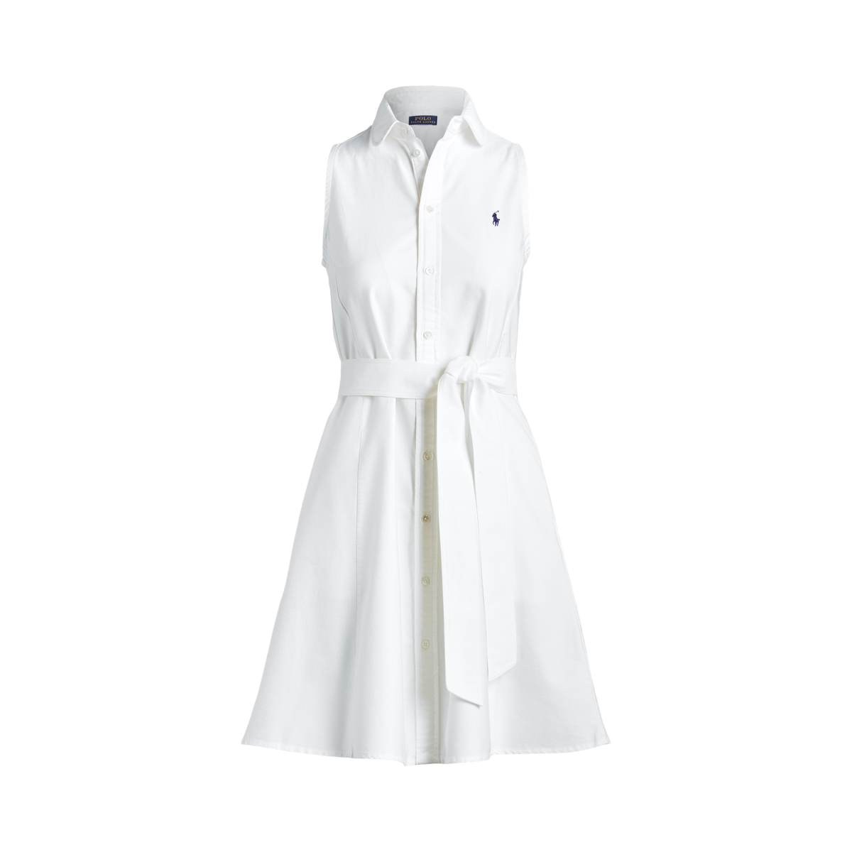 Belted Oxford Sleeveless Shirtdress