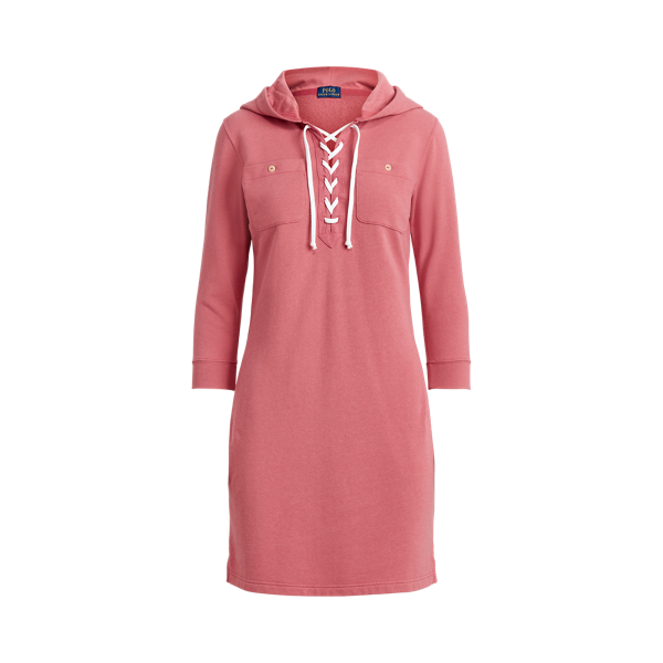 Lace-Up French Terry Hooded Dress
