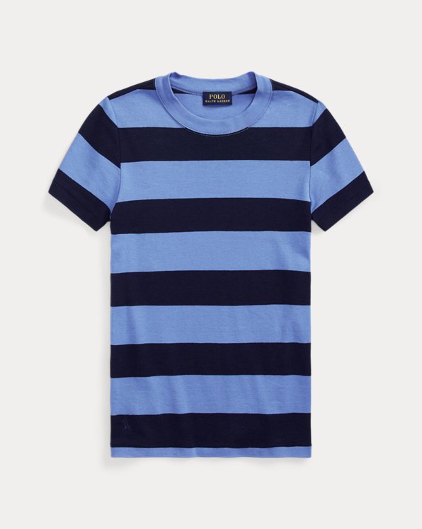 Wide-Stripe Ri-knit Cotton T-Shirt