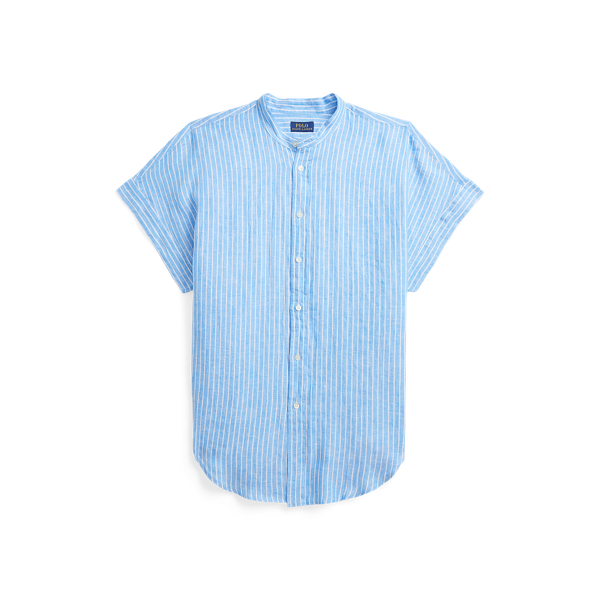Striped Linen Short-Sleeve Shirt