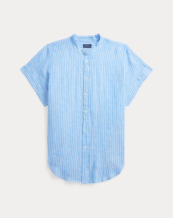 Striped Linen Short-Sleeve Shirt
