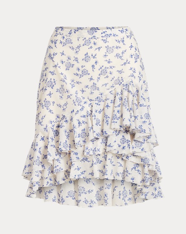 Ruffled Floral Cotton Skirt
