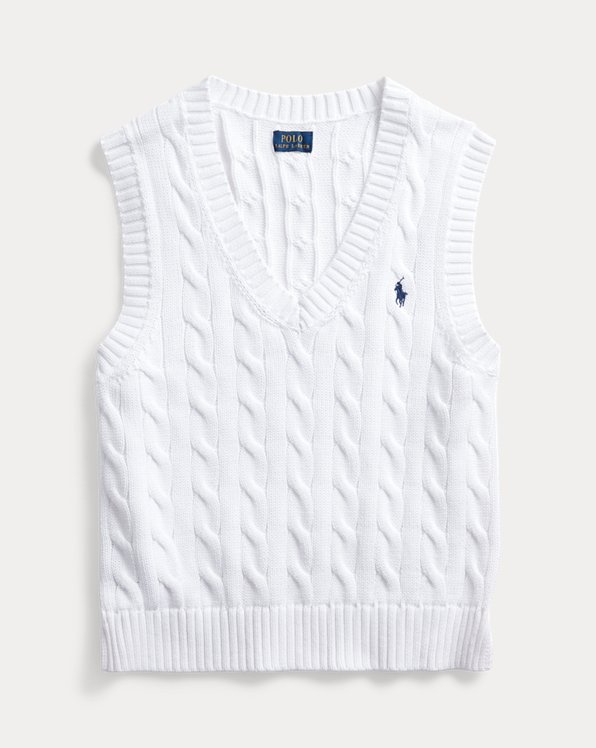 Cable-Knit Cotton Sleeveless Jumper