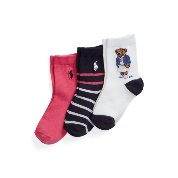 Ralph Lauren Bambina Abbigliamento Intimo Calze Tre paia di calze con Polo Bear e righe 
