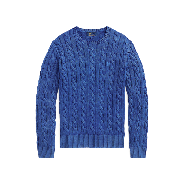 Garment-Dyed Cable-Knit Cotton Jumper for Men | Ralph Lauren® UK