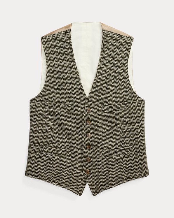 Herringbone Wool Tweed Waistcoat