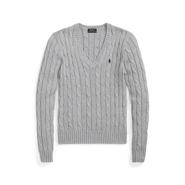 Cable-Knit Cotton V-Neck Jumper for Women | Ralph Lauren® IN