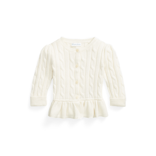 Cardigan de malha trançada com bainha tipo peplo