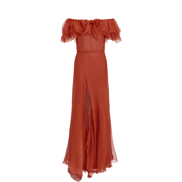 Sanjar Off-the-Shoulder Evening Dress