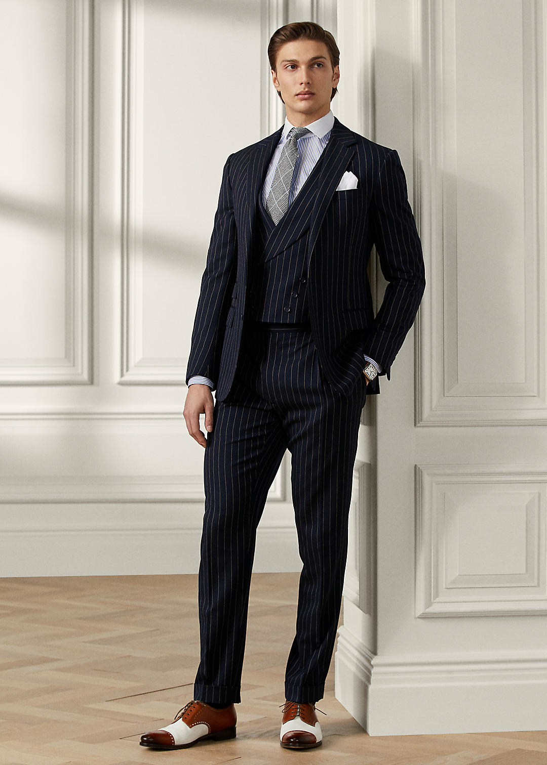 Kent Pinstripe Three-Piece Suit for Men | Ralph Lauren® UK