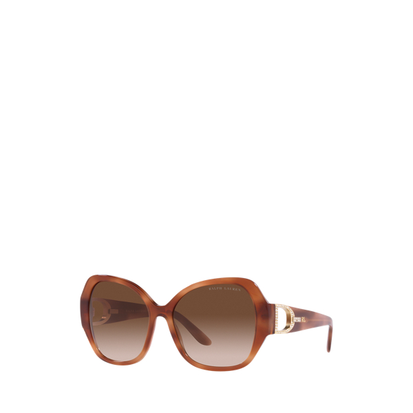 Shop Ralph Lauren Stirrup Pavé Sunglasses In Brown