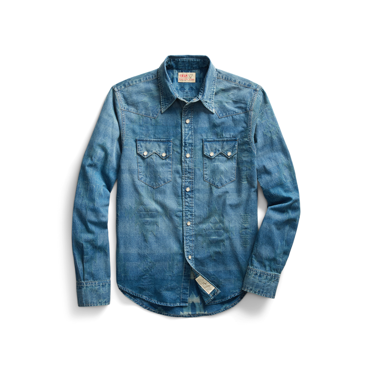 Slim Fit Indigo Jacquard Western Shirt