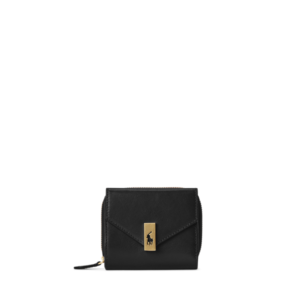 Portefeuille compact Polo ID en cuir
