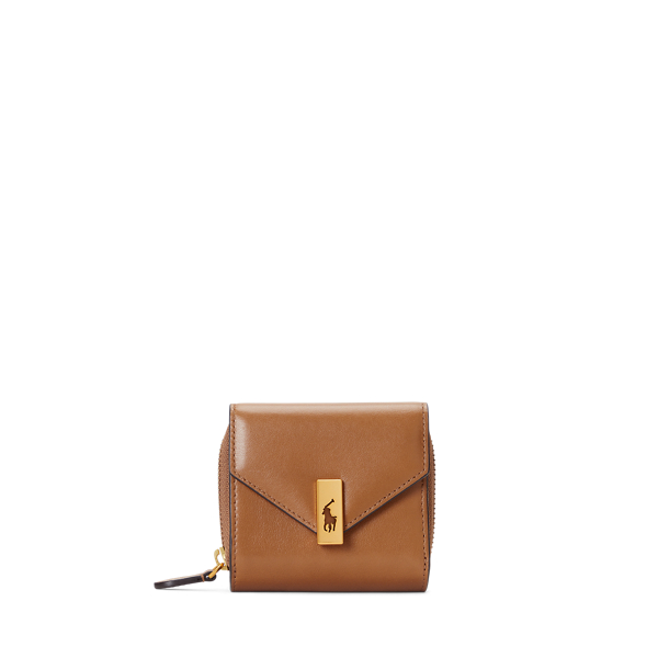 Portefeuille compact Polo ID en cuir