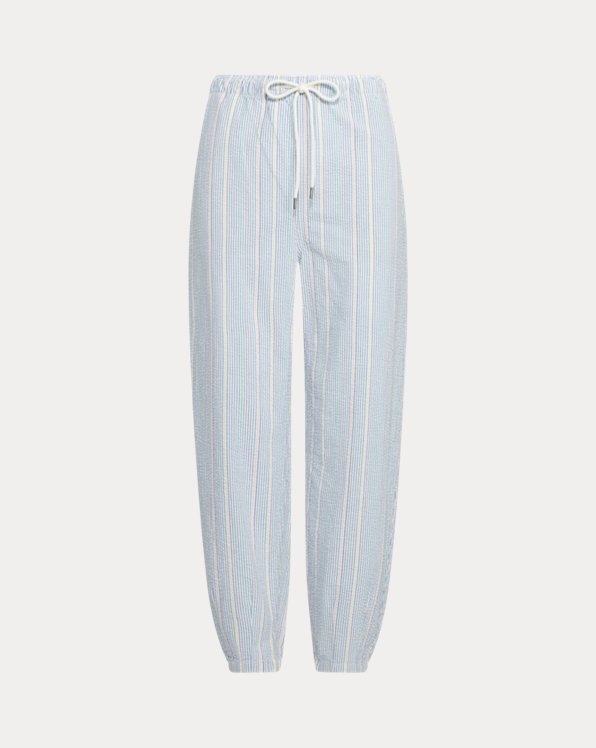 Striped Seersucker Drawstring Trouser