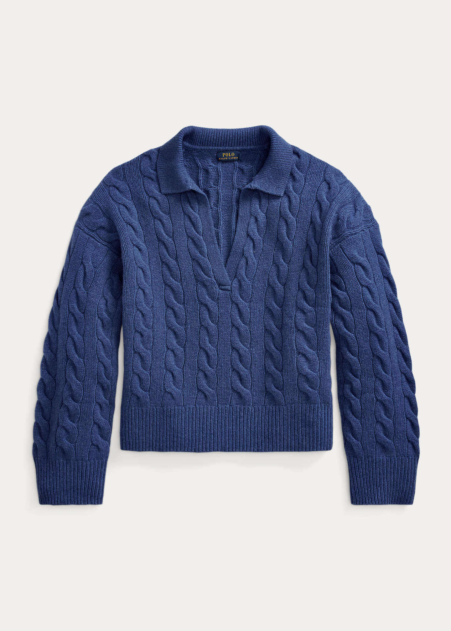 Cable-Knit Wool-Cashmere Polo Sweater