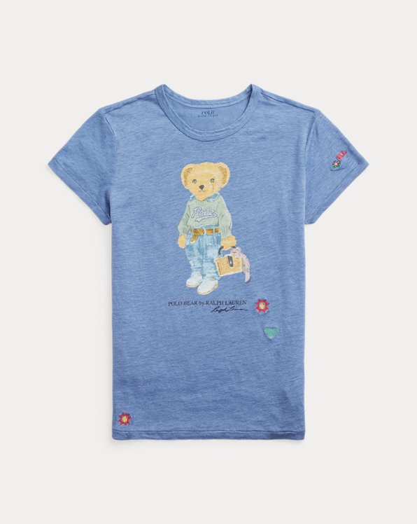 Linnen jersey T-shirt met Polo Bear