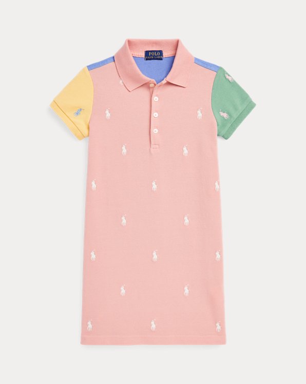Piqué Polo-jurk met kleurvlakken