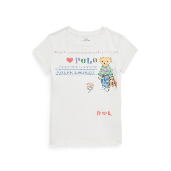T-shirt de malha de algodão com Polo Bear