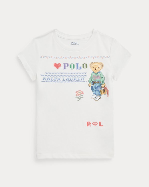 T-shirt de malha de algodão com Polo Bear