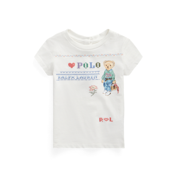 T-shirt de malha de algodão com Polo Bear