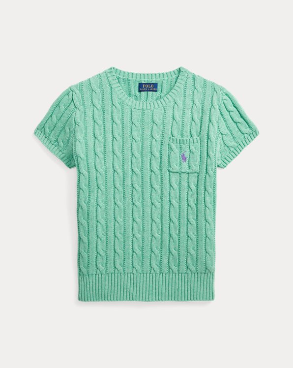 Cable-Knit Cotton Short-Sleeve Jumper