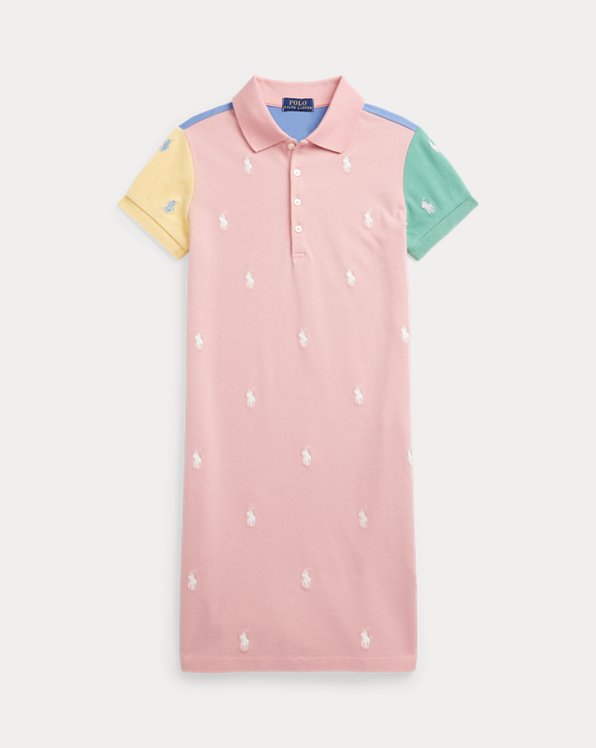 Piqué Polo-jurk met kleurblokken
