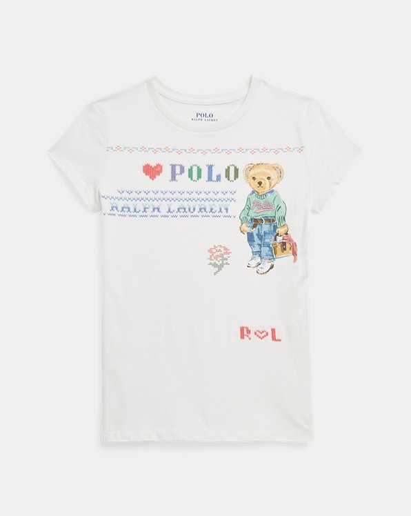 Polo Bear-geborduurd katoenen T-shirt
