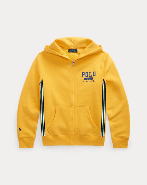 Fleece hoodie met ritssluiting en logo