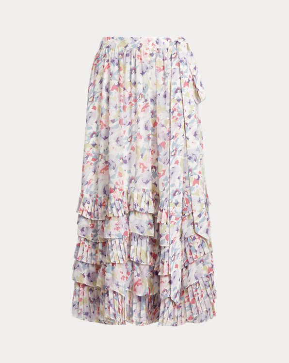 Floral Crepe Tiered Maxiskirt