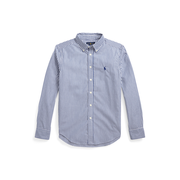 Camisa de popelina de algodão às riscas
