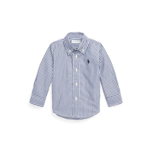 Camisa de popelina em algodão listrado