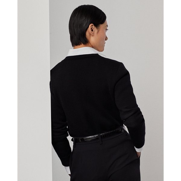 Ralph Lauren Collection Intarsia-gebreide merino-zijden RL trui 4