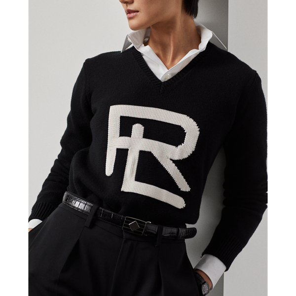 Ralph Lauren Collection Intarsia-gebreide merino-zijden RL trui 5