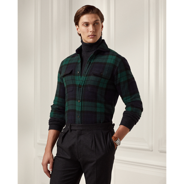 Black Watch Tartan Wool-Cashmere Shirt