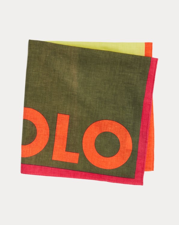Katoenen sjaal met kleurblokken en logo