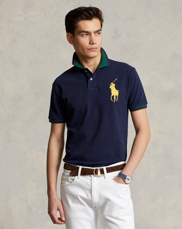 Polo Ralph Lauren Custom Slim Fit Mesh Polo Shirt in Blue for Men Mens Clothing T-shirts Polo shirts 
