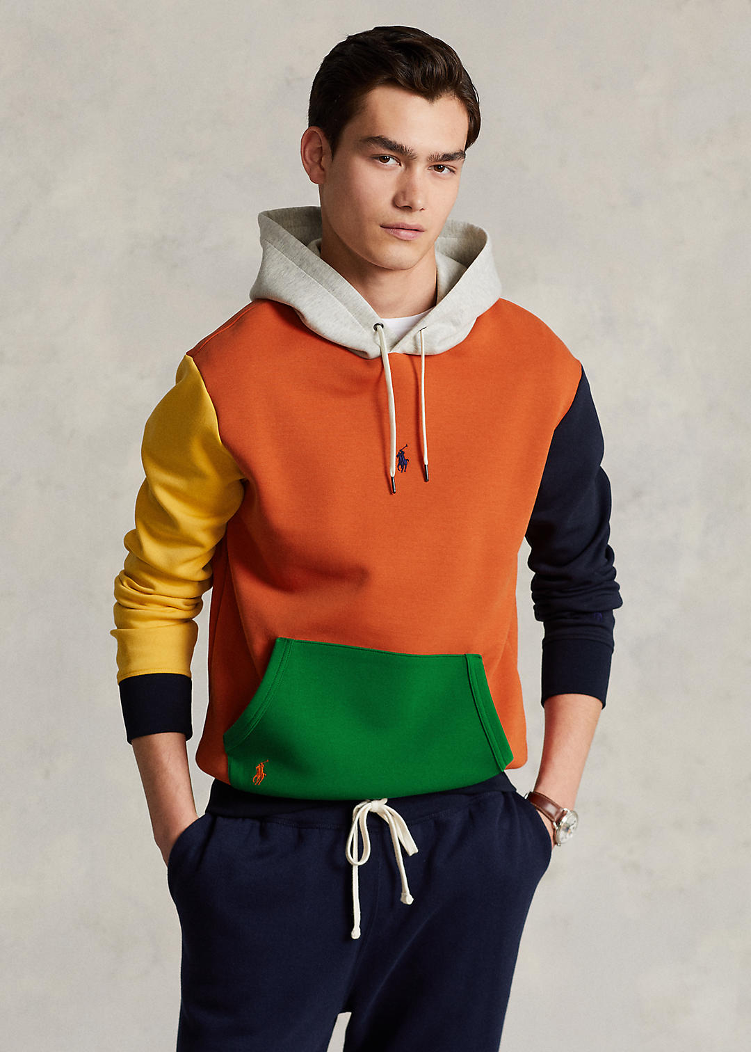 Colour-Blocked Double-Knit Hoodie for Men | Ralph Lauren® UK